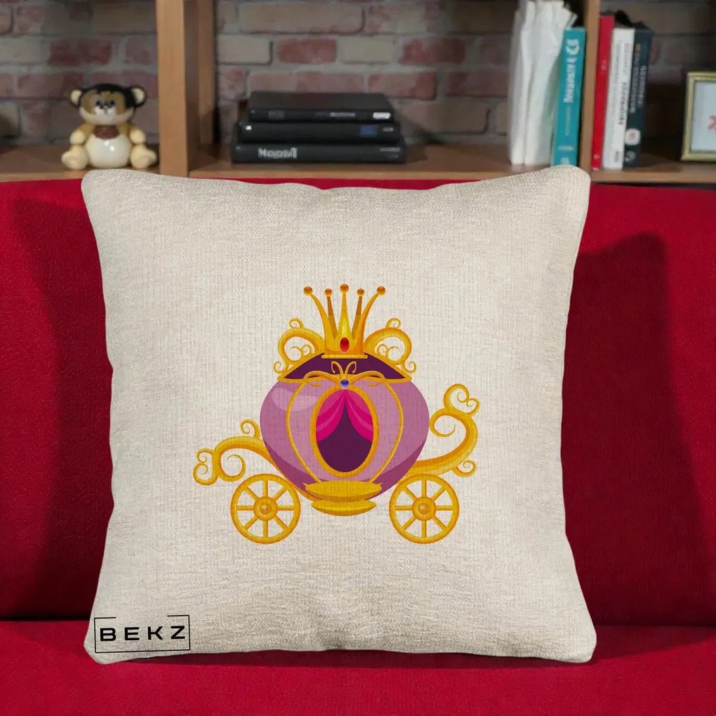 Perna Decorativa Trasura Regala Aurie, 40x40 cm, Bej Canapea, Husa Detasabila, Perna Inclusa, BEKZ®