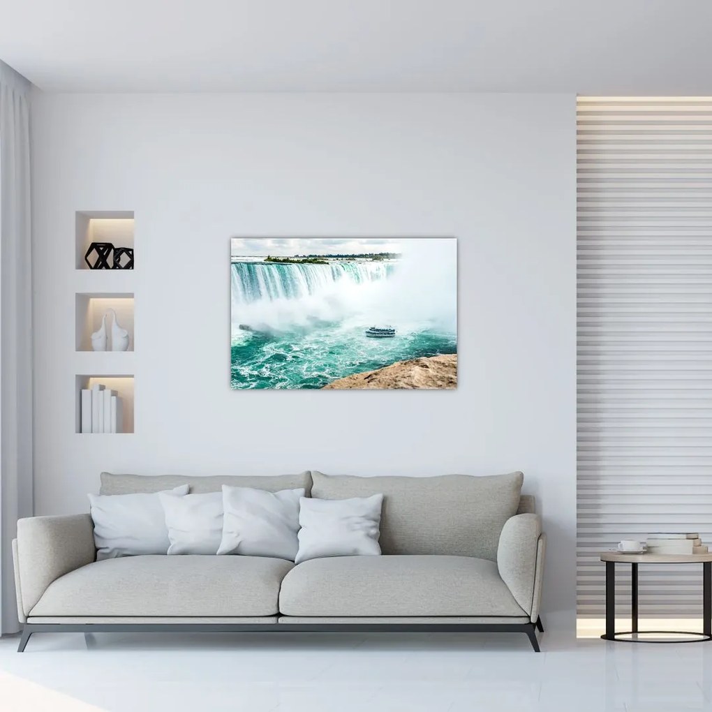 Tablou cu cascadele și corabie (90x60 cm)