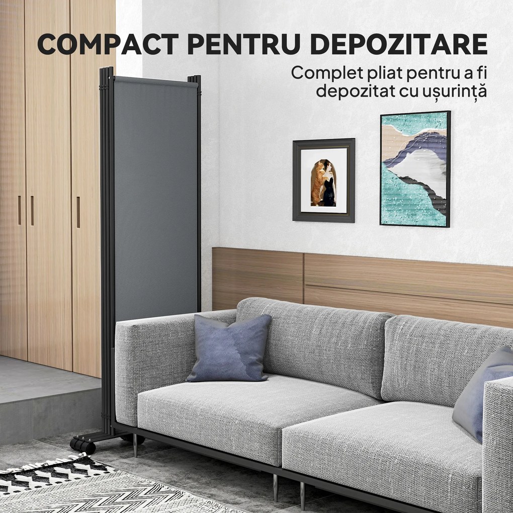 Outsunny Separator Pliabil pentru Cameră cu Roți, Paravan Mobil pentru Intimitate, 5.6ft Înălțime | Aosom Romania
