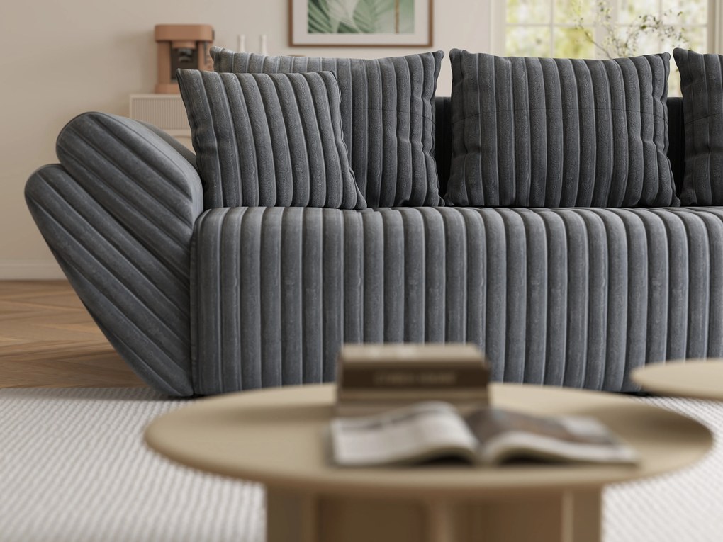 Canapea extensibilă dumonde cu ladă de depozitare si sezut confortabil din spuma high-density, Berlin Ambience Grey 250x100 cm