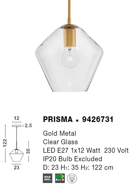 Lustra, Pendul design modern PRISMA, 23cm