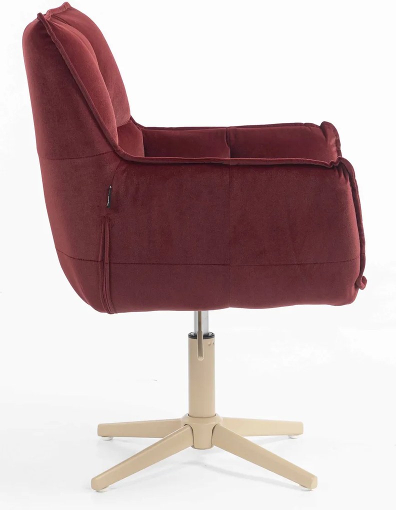HR560CROSS Scaun Catifea Bordo Merlot cu Bază Crem