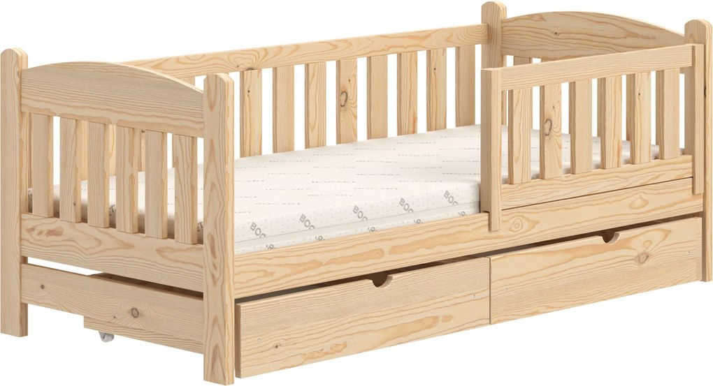Pat copii din lemn cu sertare Alvins 90x180 - pin