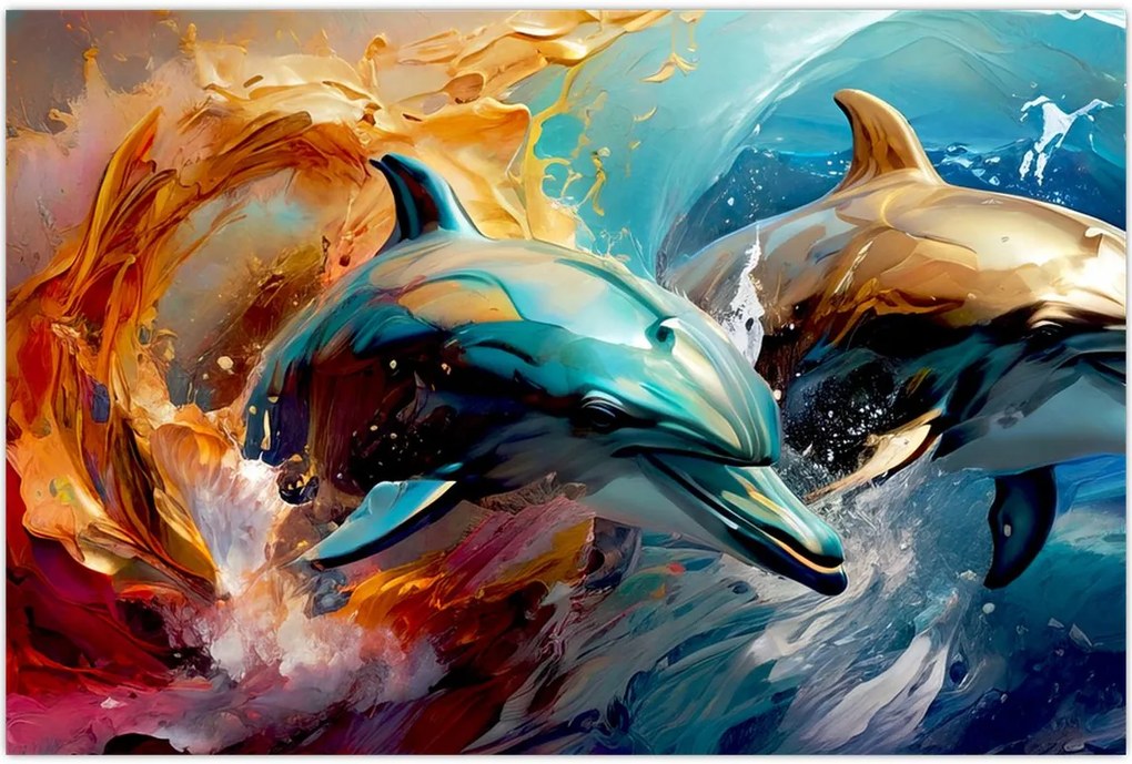 Tablou - Pictură de delfin (90x60 cm)