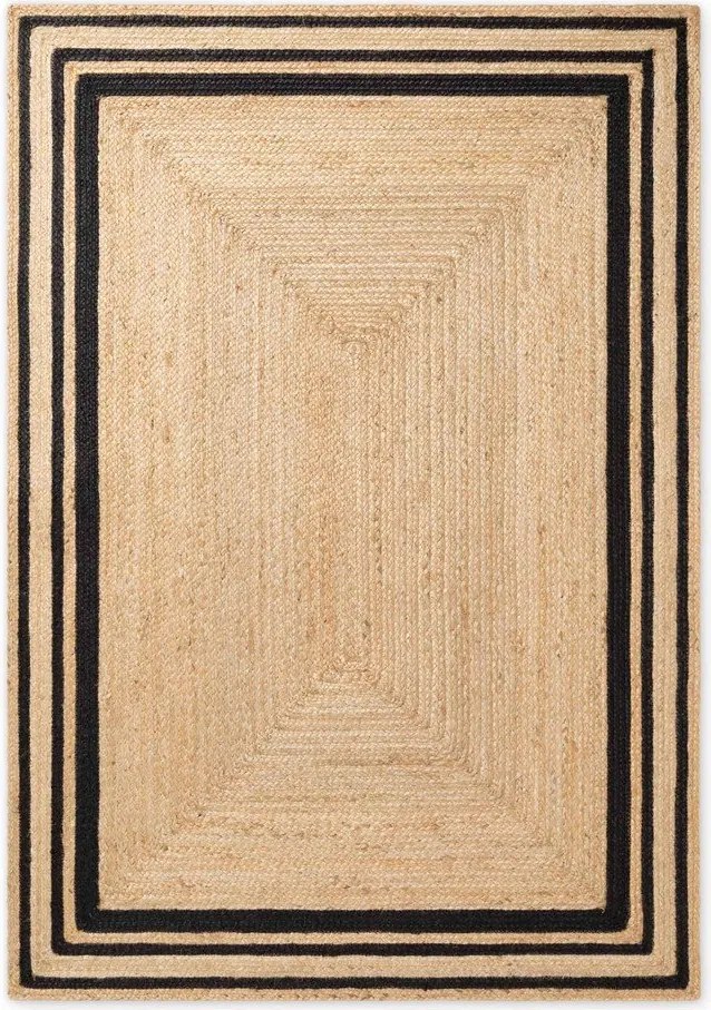 Covor negru/în culoare naturală reversibil/țesut manual din iută 160x230 cm Jutta – Hanse Home