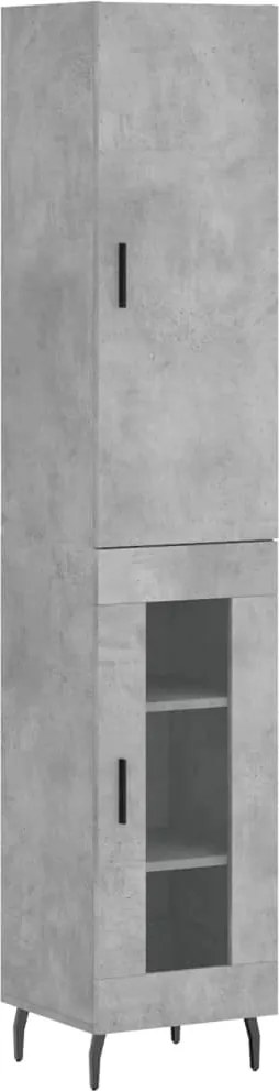 vidaXL Dulap înalt, gri beton, 34,5x34x180 cm, lemn prelucrat