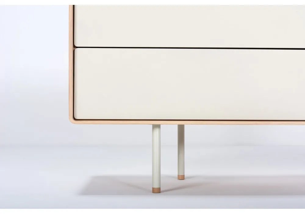 Comodă TV albă/în culoare naturală din lemn de stejar 150x64 cm Fina – Gazzda