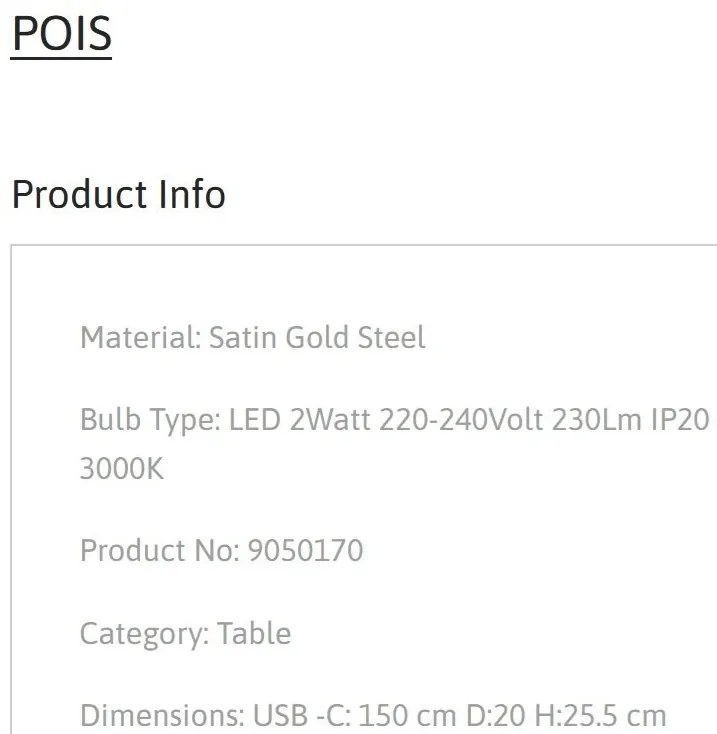 Veioza LED design decorativ POIS aurie, NVL-9050170