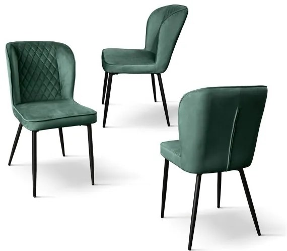 PAZZO DESIGN Set de 4 scaune Simona din catifea verde cu picioare metalice | Aosom Romania