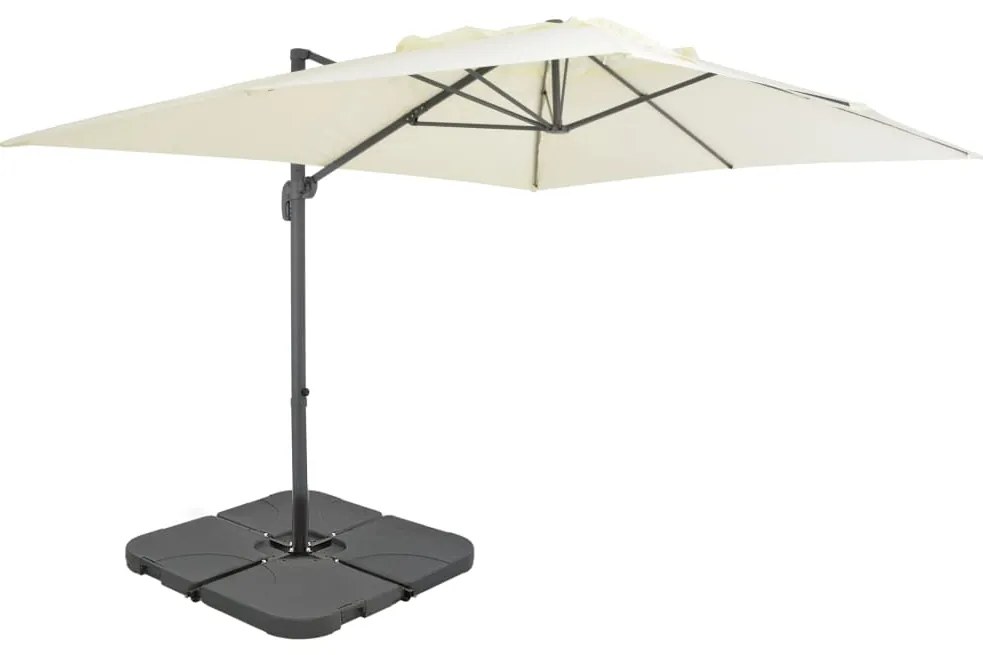 vidaXL Umbrelă de soare de grădină, bază portabilă, nisipiu
