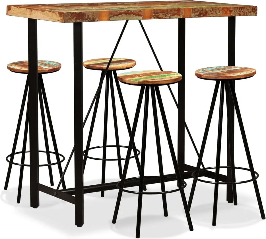vidaXL Set mobilier de bar, 5 piese, lemn masiv reciclat