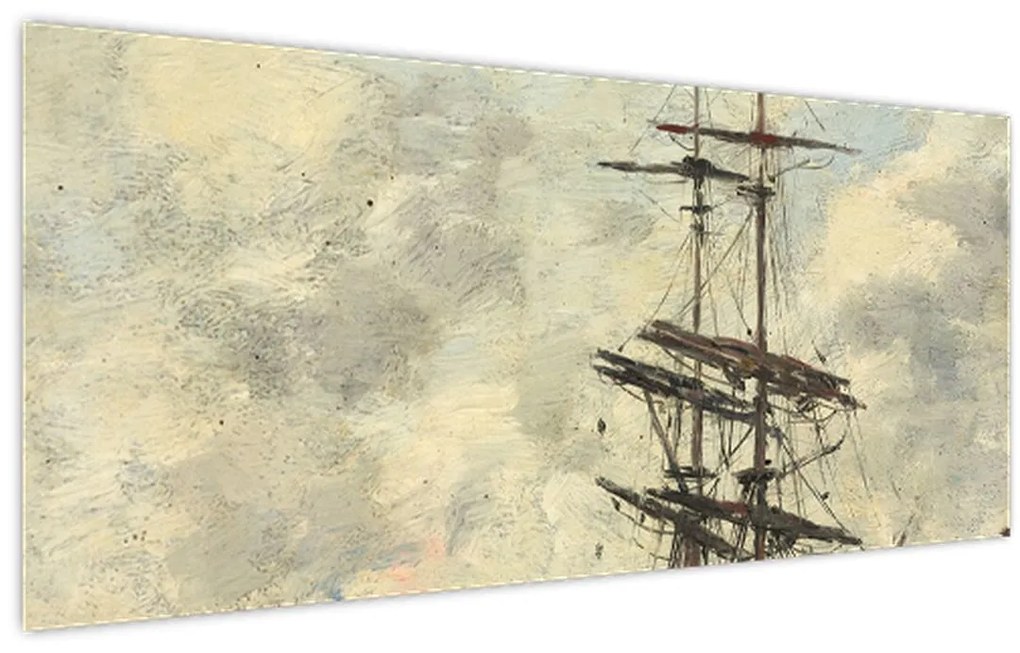 Tablou - Eugène Boudin, Ship on the Touques, reproducere (120x50 cm)