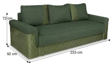 Canapea Extensibila Torino Lift Cu Lada Depozitare, Verde, 233 x 72 x 92 Cm