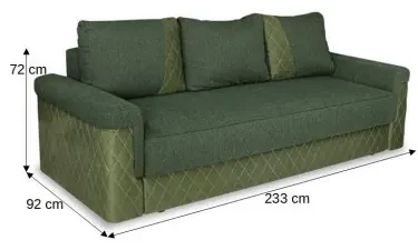 Canapea Extensibila Torino Lift Cu Lada Depozitare, Verde, 233 x 72 x 92 Cm