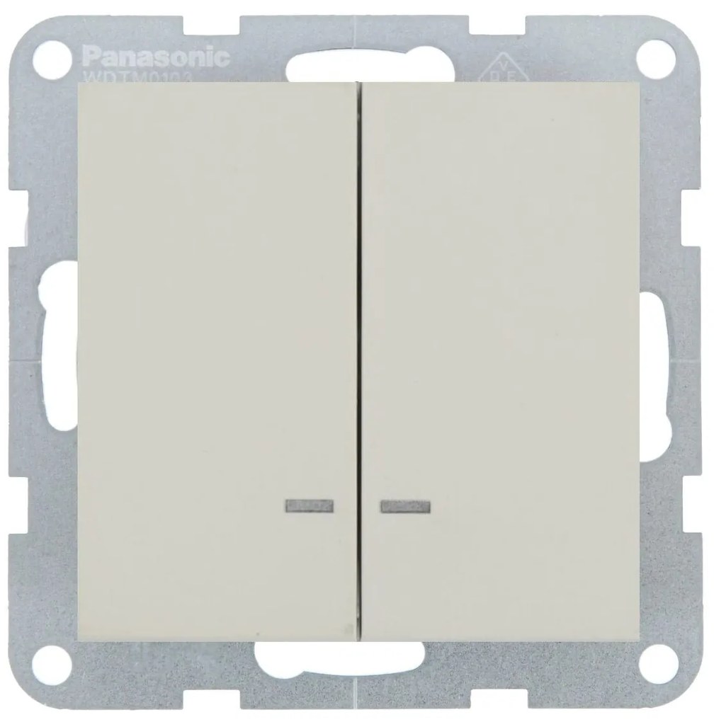 Intrerupator dublu cu led 10A, IP20, Sandstone, Panasonic Karre Plus 55 Soft Touch