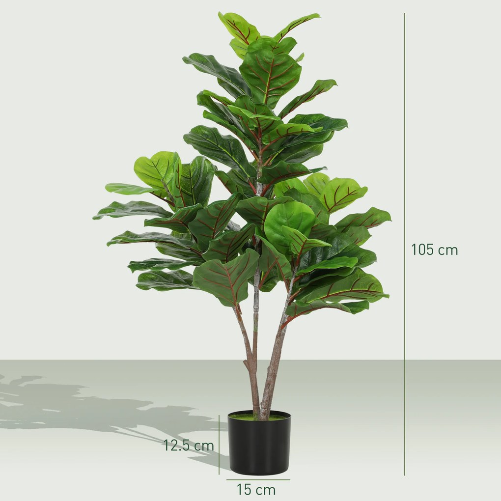 HOMCOM Fig Violin Artificial 110cm Planta artificiala, Plastica Plante artificiale in ghiveci, Decor moder Conta | Aosom Romania