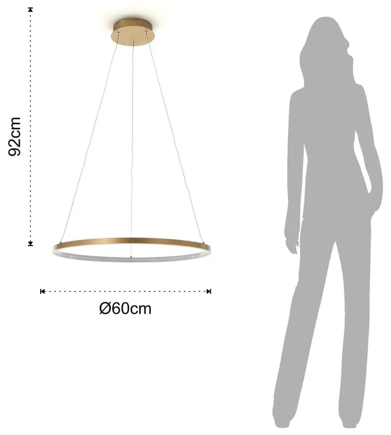 Lustră Tomasucci Ring, înălțime 92 cm, auriu