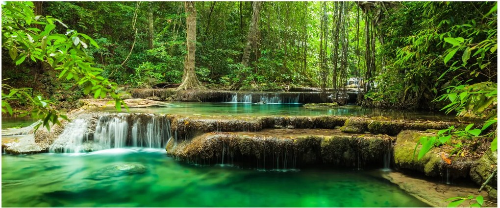 Tablou - Cascada Erawan din Kanchanaburi, Thailanda (120x50 cm)