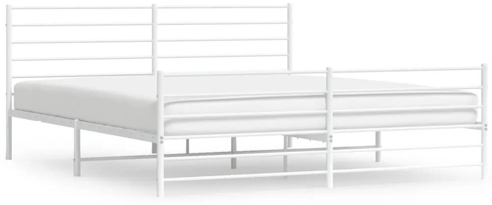 352391 vidaXL Cadru de pat metalic cu tăblie de cap/picioare, alb, 183x213 cm