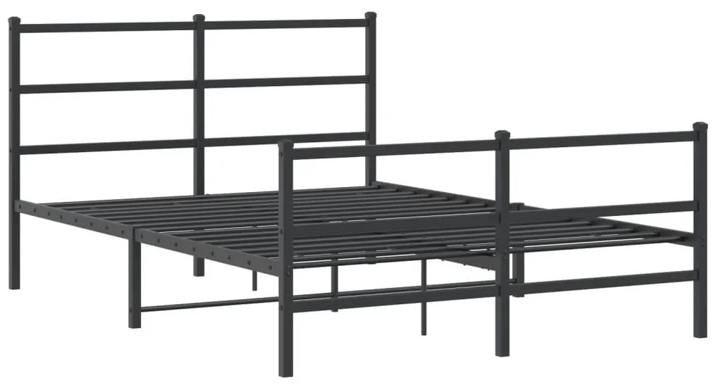 355384 vidaXL Cadru pat metalic cu tăblie de cap/picioare , negru, 140x200 cm