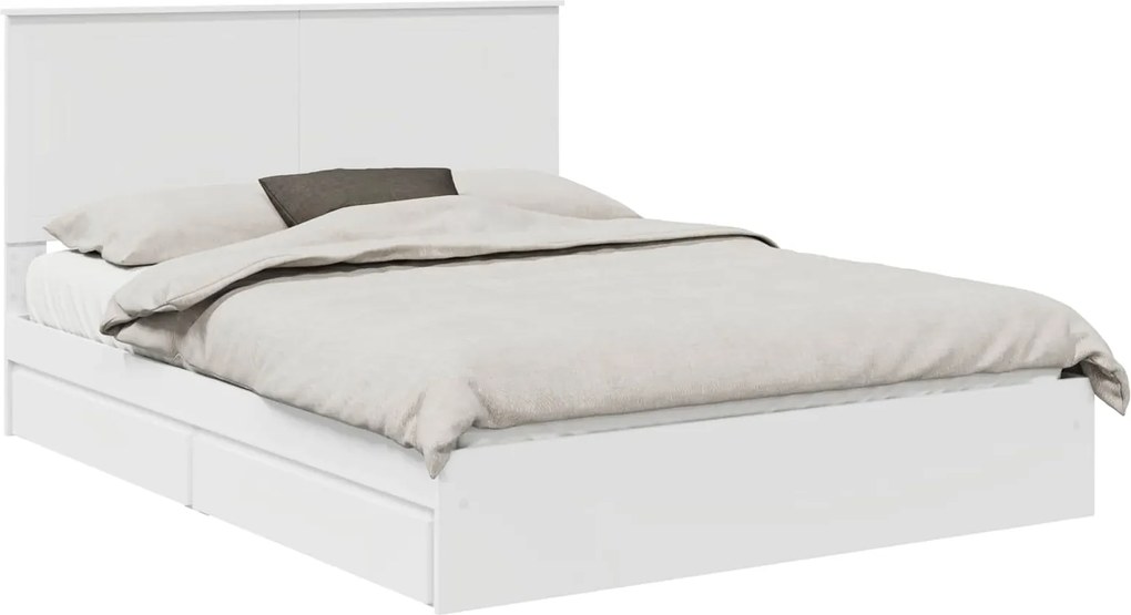 vidaXL Pat cu storage cu headboard Alb 150 x 200 cm Lemn compozit
