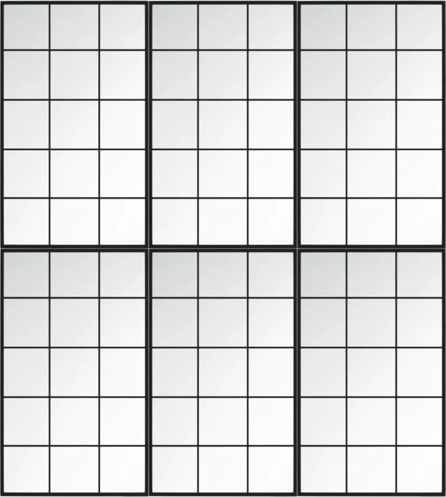 vidaXL Oglinzi de perete, 6 buc., negru, 100x60 cm, metal