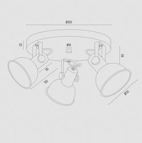 Plafoniera cu 3 spoturi directionabile design modern Lenora rosu
