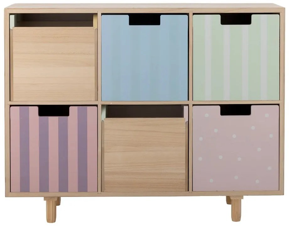 Comodă de copii în culoare naturală joasă din lemn de paulownia 25,5x88,5 cm Calle – Bloomingville Mini