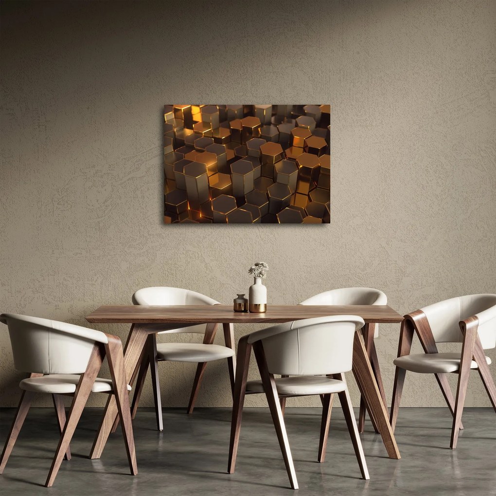 Tablou - Hexagoane de bronz (70x50 cm)
