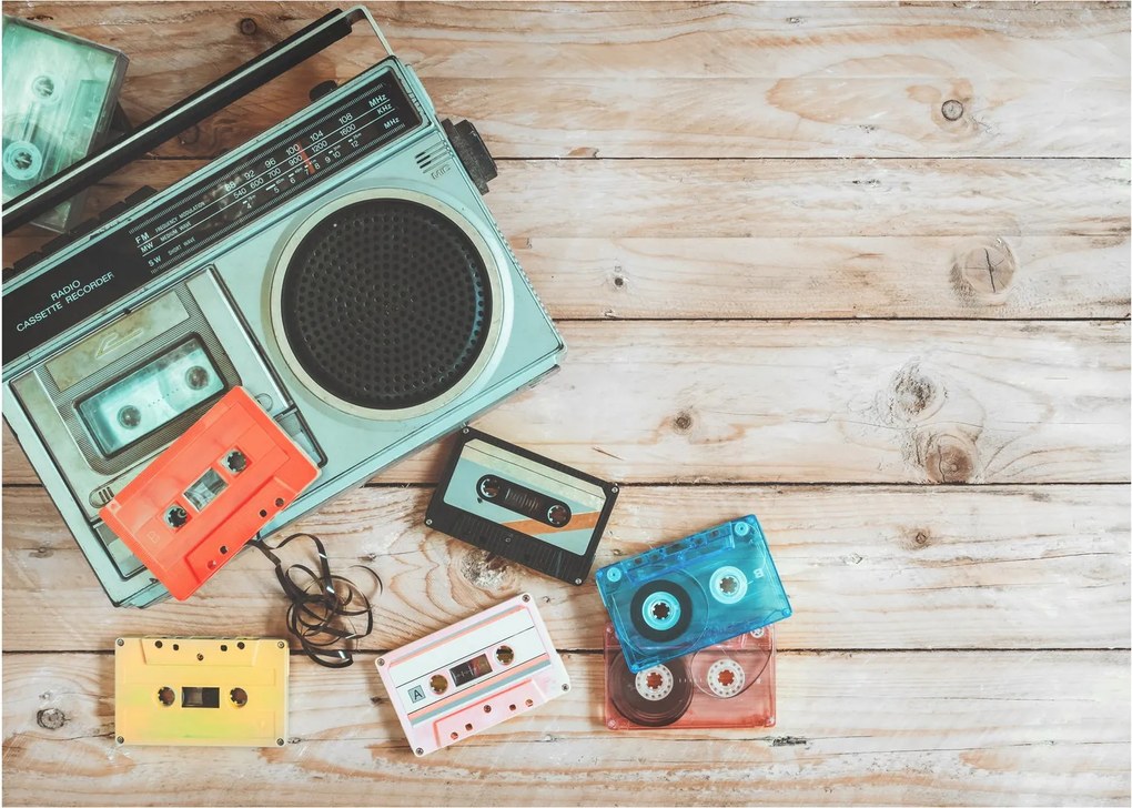 Tablou pe sticlă - Radio retro (70x50 cm)