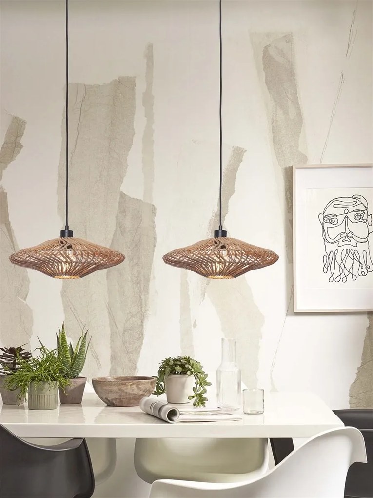 Lustra/Pendul eco din ratan Zanzibar flat 40cm S, nat