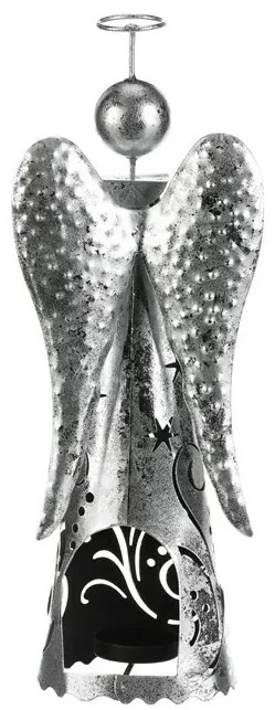 Decorație metalică de Crăciun Înger pentrulumânare de ceai, argintiu