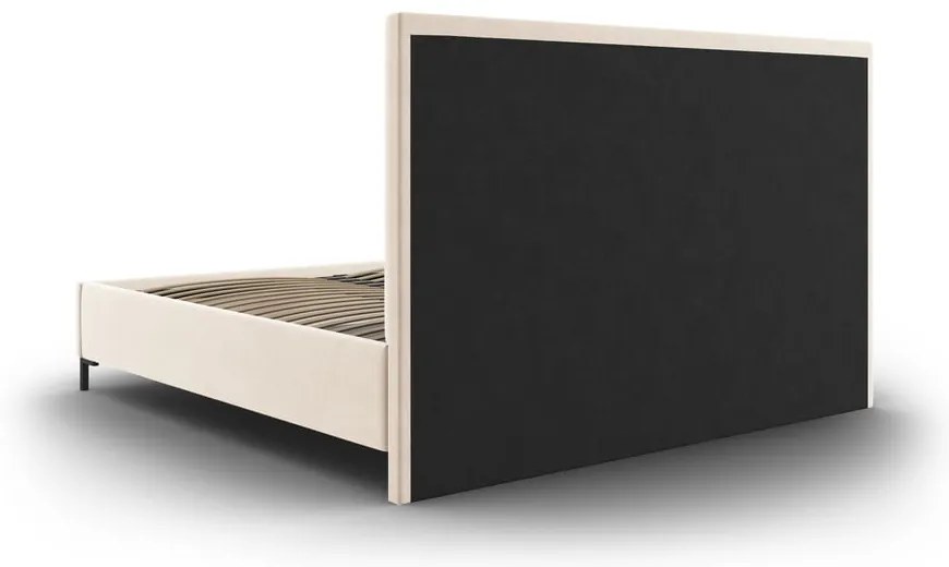 Pat matrimonial bej tapițat cu spațiu de depozitare și somieră 160x200 cm Casey – Mazzini Beds