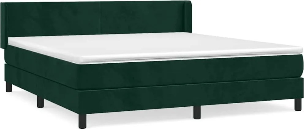 vidaXL Pat box spring cu saltea, verde închis, 180x200 cm, catifea