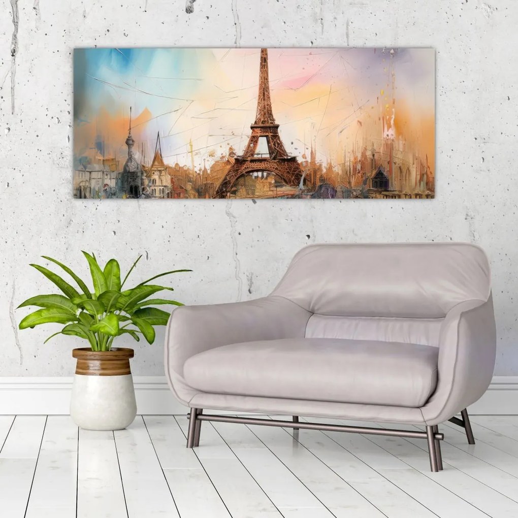 Tablou - Pictură a Turnului Eiffel (120x50 cm)