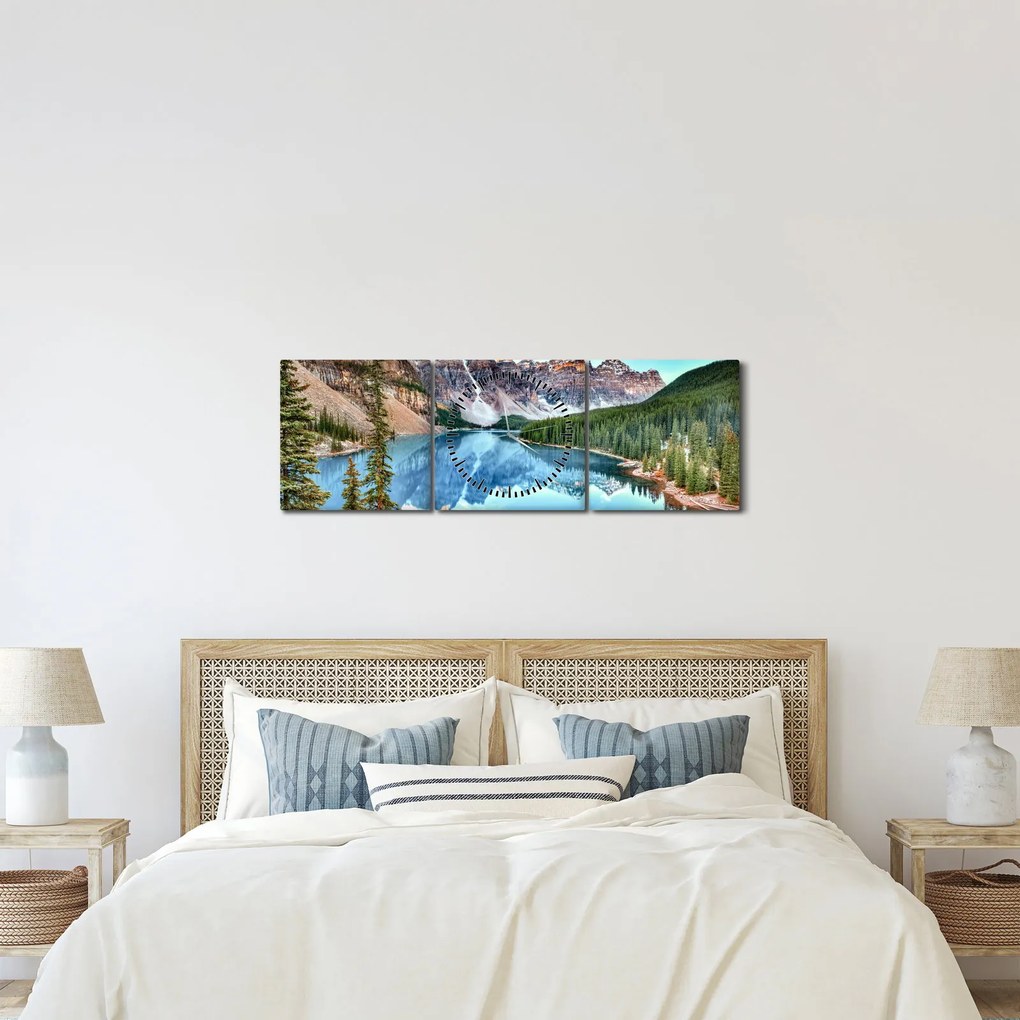 Tablou - Lacul Moraine (cu ceas) (90x30 cm)