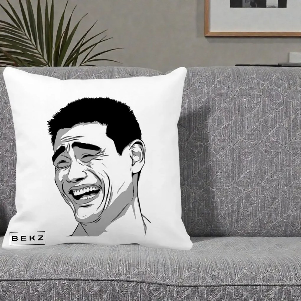 Perna Decorativa Yao Ming Meme, 40x40 cm, Alba Mata, Husa Detasabila, Perna Inclusa, BEKZ®