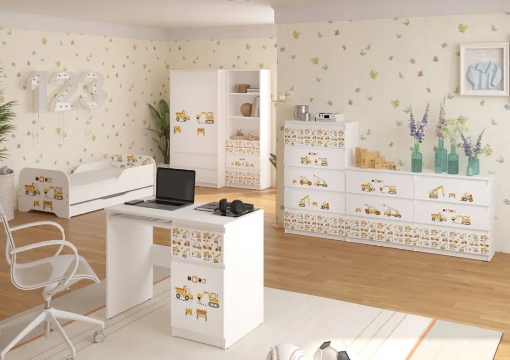 Pat pentru copii mici constructori 160x80 cm