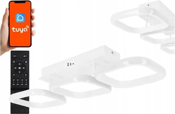 Plafonieră LED dimmabilă, 33W/230V, 3000-6500K, albă, Wi-Fi Tuya + telecomandă