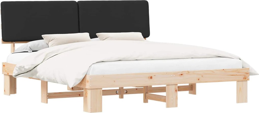 vidaXL Cadru de pat cu tăblie tapițată cu headboard Negru 180 x 200 cm