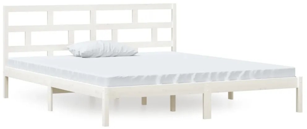 3101194 vidaXL Cadru de pat dublu, alb, 135x190 cm, lemn masiv