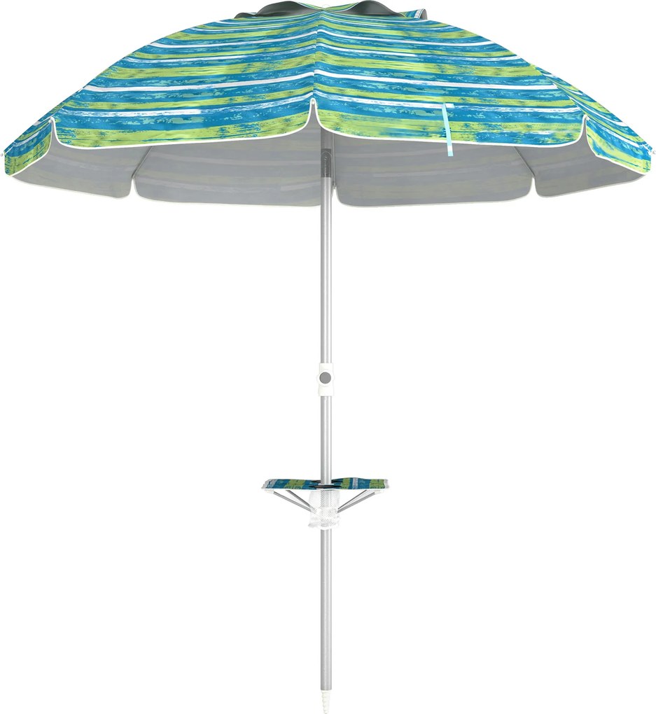 Outsunny Umbrelă de plajă înclinabilă rotundă Ø 190 cm - masă cu suport pentru pahare - sac de transport inclus, protecție UV50+ | Aosom Romania