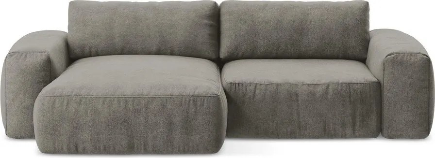 Colțar gri extensibil cu tapițerie din chenille (cu colț pe partea stângă/cu șezlong) Kuki – Makamii