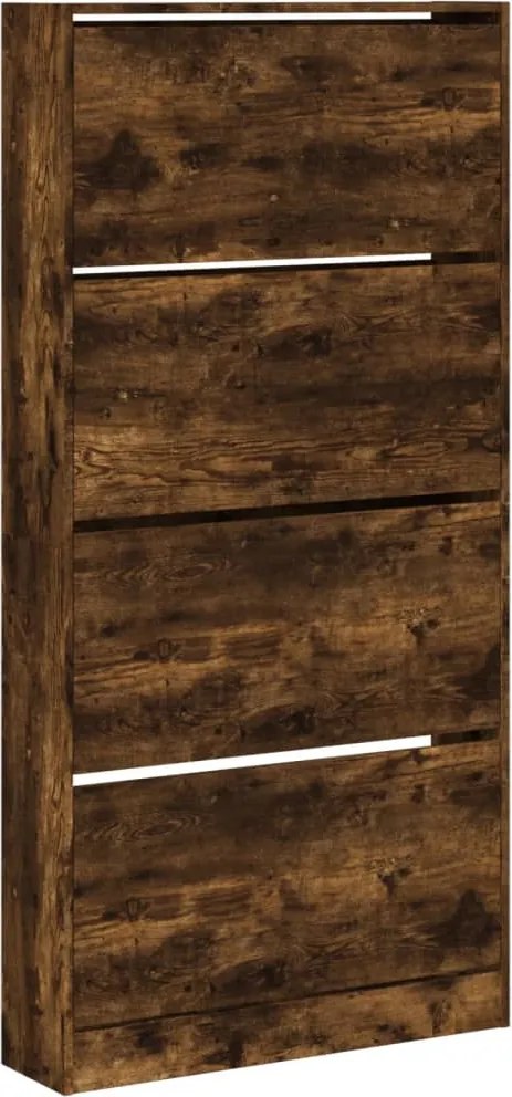 vidaXL Pantofar cu 4 sertare rabatabile, stejar fumuriu, 80x21x163,5cm