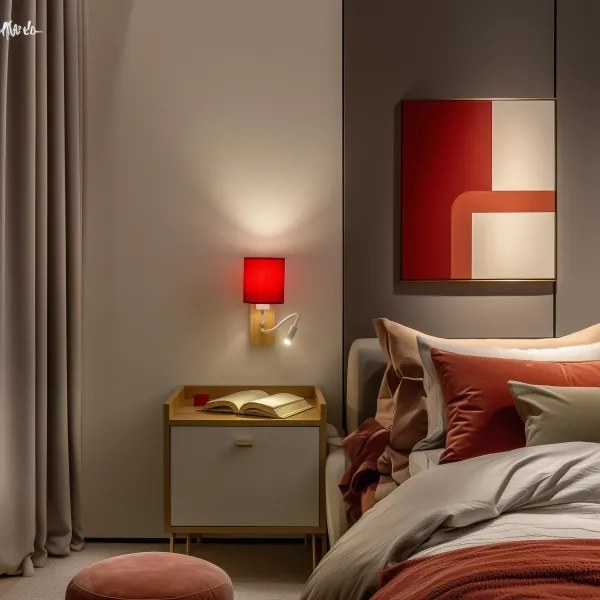 Lampă LED de perete Brilagi NUBILA WOOD 1xE27/25W/230V + LED/3W stejar/roșu