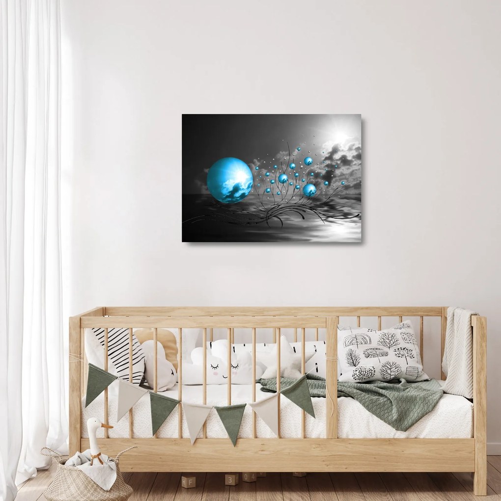 Tablou pe sticlă bilelor albastru deschis (70x50 cm)