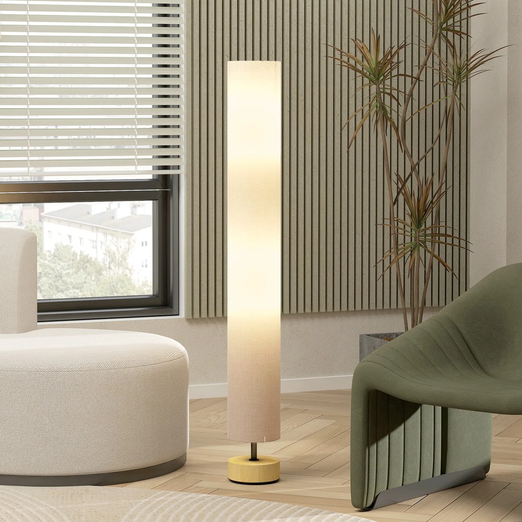 HOMCOM Lampadare de podea pentru living cu abajur din in, comutator de picior, 2 x dulie E27, 120 cm, gri | Aosom Romania