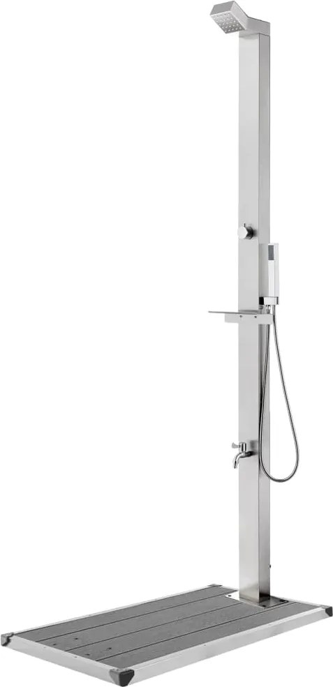 vidaXL Duș de grădină cu bază gri, 225 cm, oțel inoxidabil