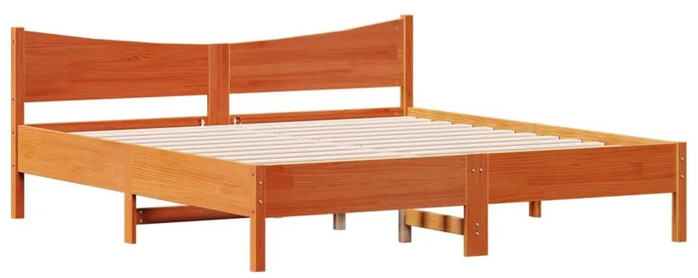 3216359 vidaXL Cadru de pat cu tăblie, maro ceruit, 200x200 cm, lemn masiv pin