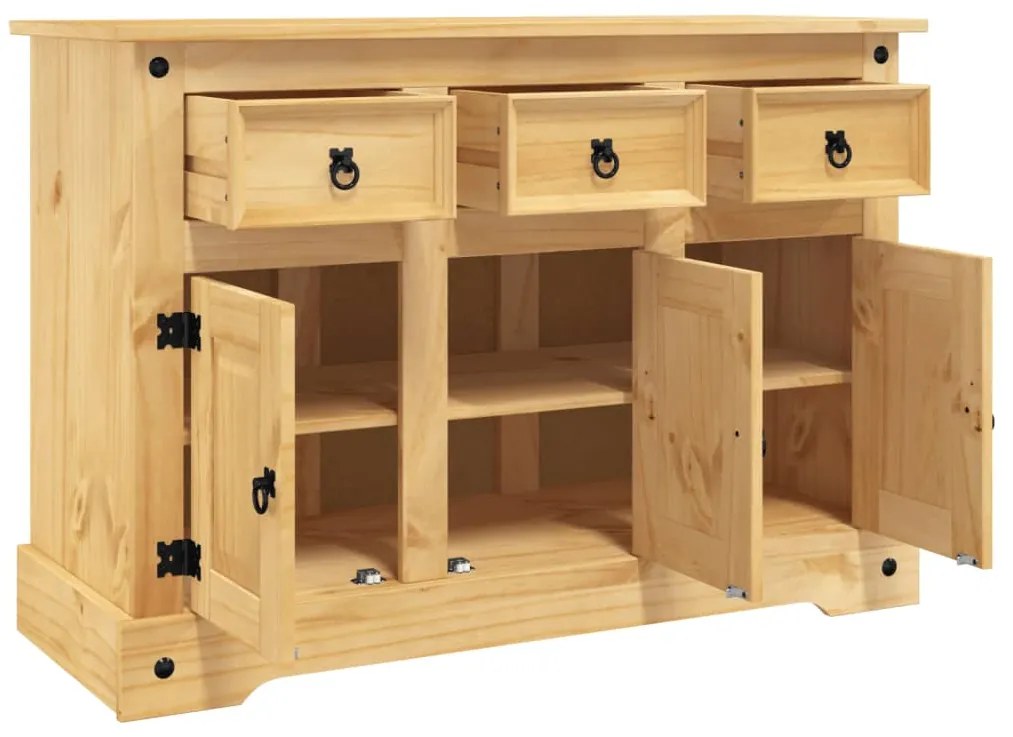 Servanta Corona, maro, 112x43x78 cm, lemn masiv de pin mexican